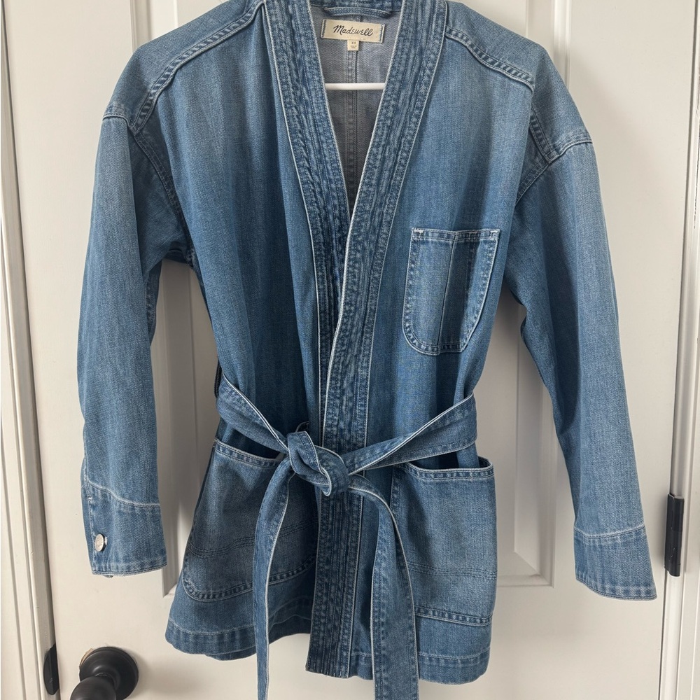 Madewell Light Blue Denim Kimono Jacket with Tie Waist